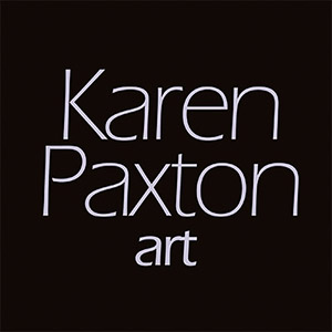 Black square logo with pale text Karen Paxton Art